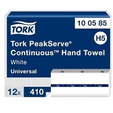 Tork handdoek PeakServe H5 1-lgs wit. 22.5x20 cm 12x410 st